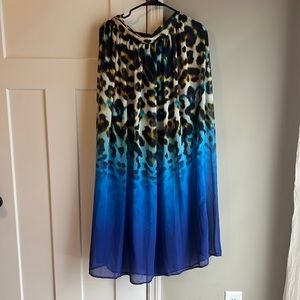 Animal print maxi skirt with sheer bottom